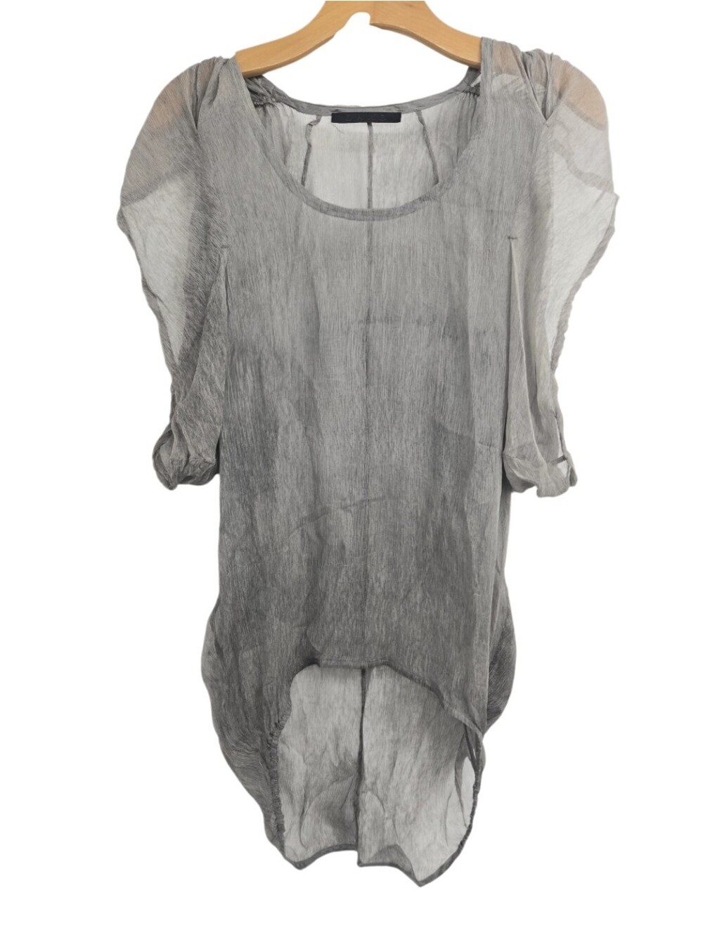 L.A.M.B. Sheer Gray High-Low Tunic Top